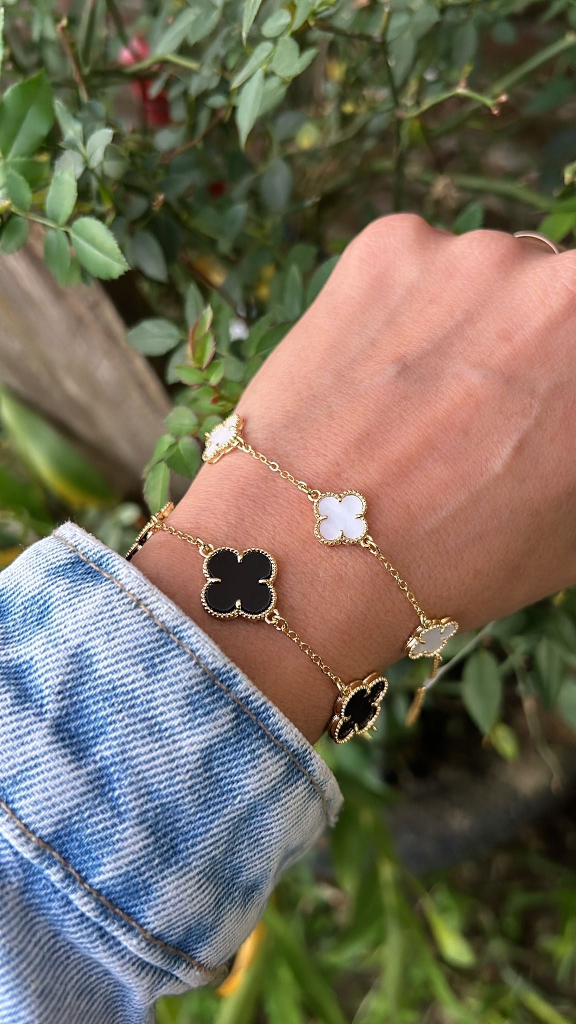 Pulsera trébol nácar